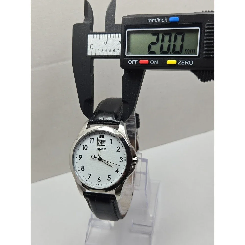 Timex Elevated Classics Big Date Mens White Dial Analog Quartz Watch New Battery